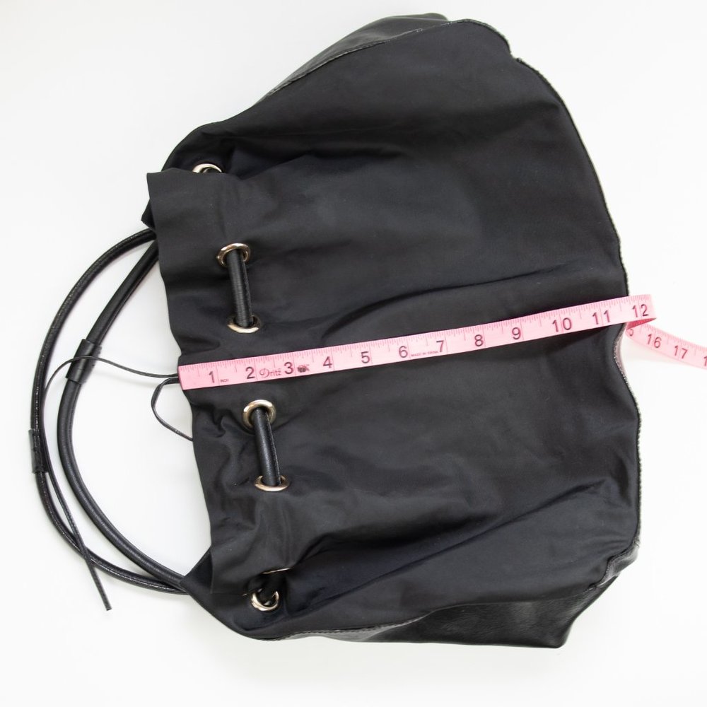 Kate Spade Elsey Shoulder Bag Nylon Purse Leather Trim Drawstring Black - Picture 10 of 10